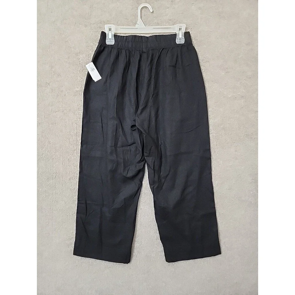 Old Navy Linen-Blend Straight Ankle Pants Womens S Black Beach Vacation NEW - Picture 7 of 11